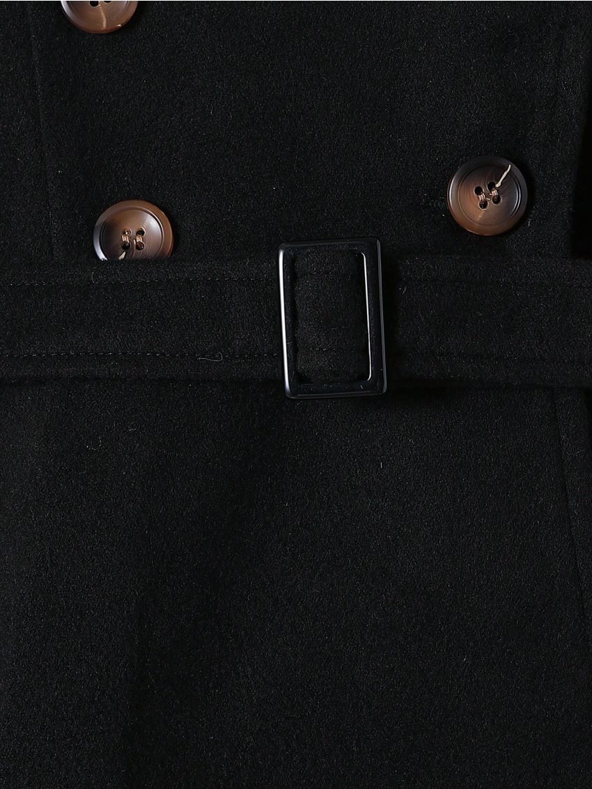 SHEIN Tween Girl Borg Collar Double Breasted Belted Overcoat Without Sweater