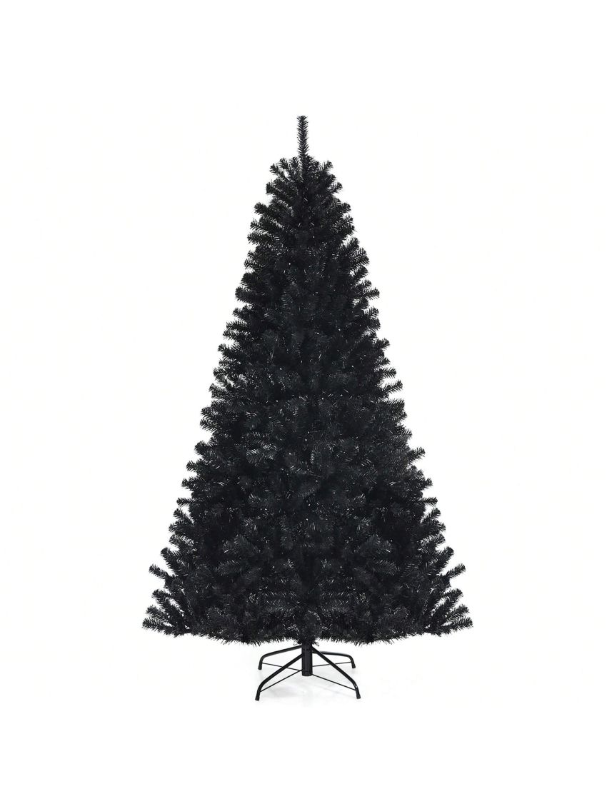 Costway 7ft Pre-lit PVC Christmas Tree Black w/ 500 Purple LED Lights