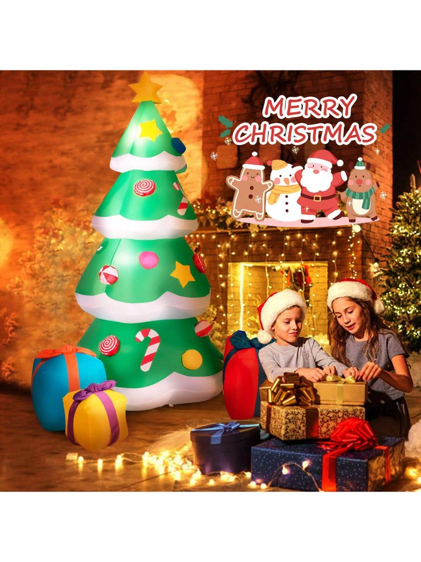 Gymax 6ft Inflatable Christmas Tree Indoor Outdoor Decoration w/ 3 Gift Boxes