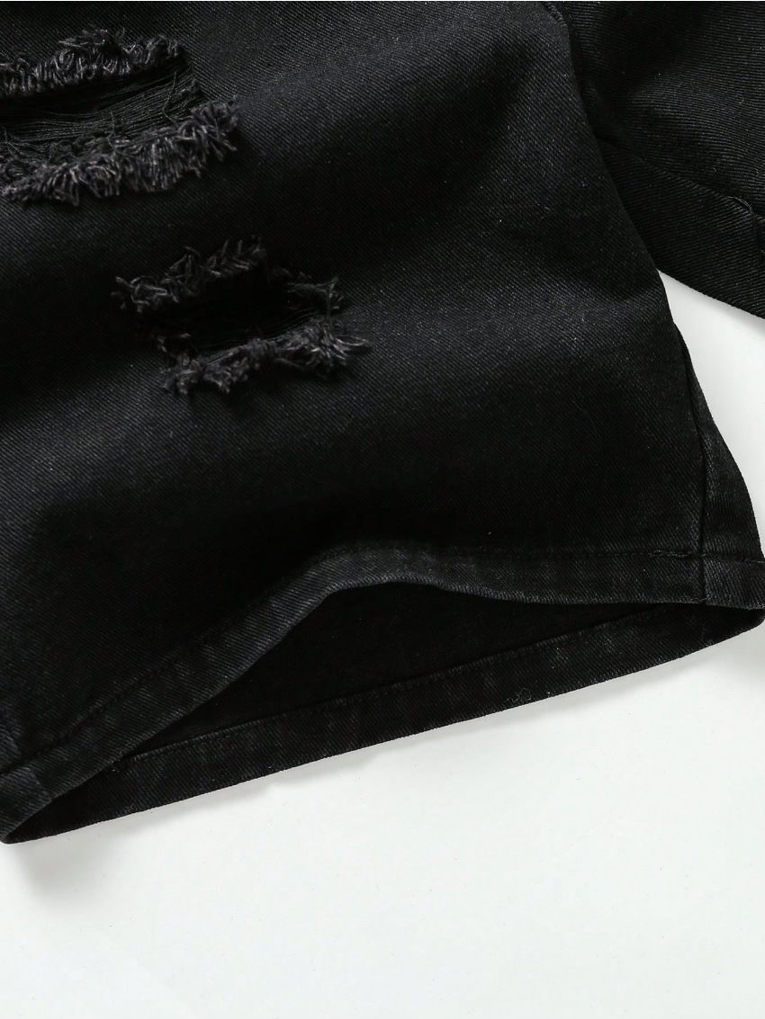 Teen Boys' Casual Comfortable Distressed Denim Shorts For Streetwear