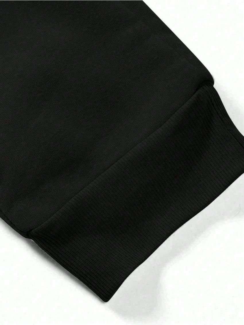 Men Plus Solid Slant Pocket Drawstring Waist Sweatpants