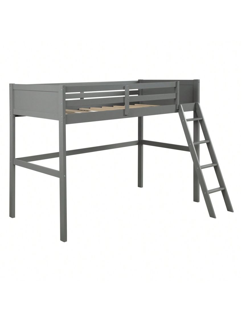 MISSUNNY Twin over Full Loft Bed with Cabinet, Gray
