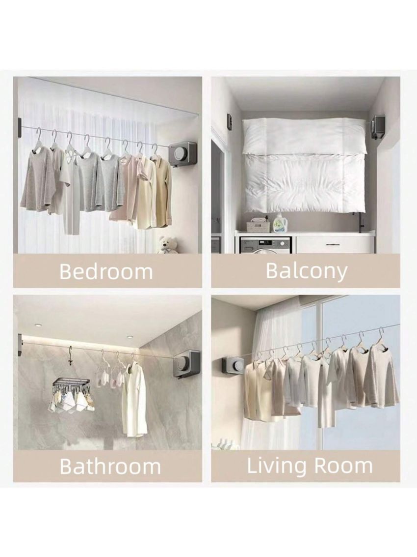 Retractable Clothesline Heavy Duty Clothes Drying Laundry Line for Indoor Outdoor Retracting Hanging Clothing Drying with Retract Rotating Knob to Prevent Sagging