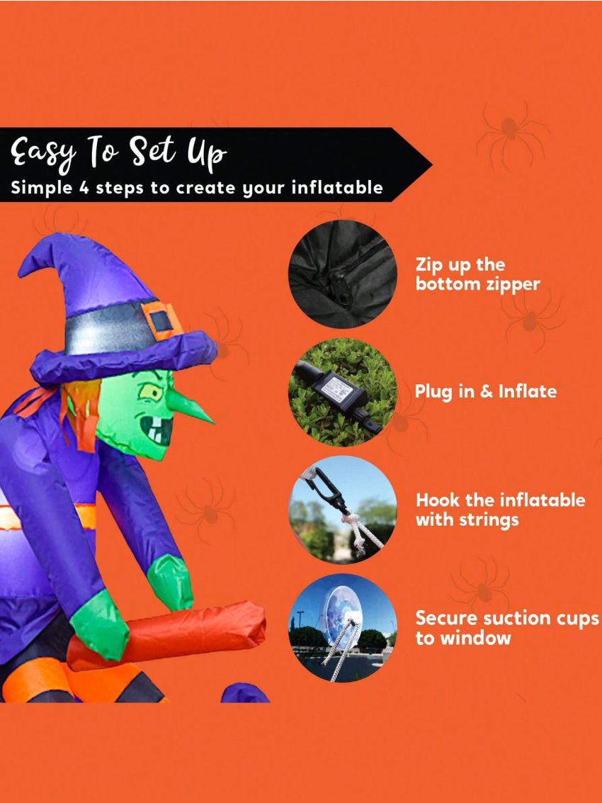 Joiedomi 3.5 FT Halloween Inflatable Dog/Flying Witch/Grim Reaper Ghost Broke Out from Window with Built-in LED, Blow Up Flying Dog/Flying Witch/Grim Reaper Ghost with Bone for Halloween Window Decor, Halloween Outdoor, Yard, Garden, Lawn Party