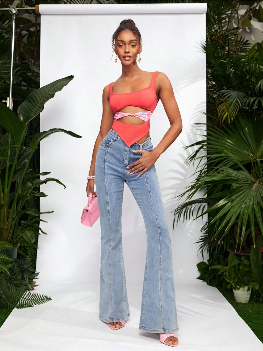 WANDERFUL Women's Fitted Sleeveless Cutout Top