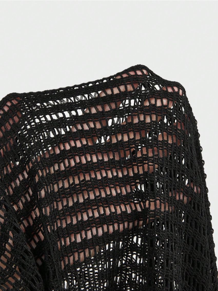 Manfinity Homme Men's Knitted Single-Breasted Black Short Sleeve Shirt