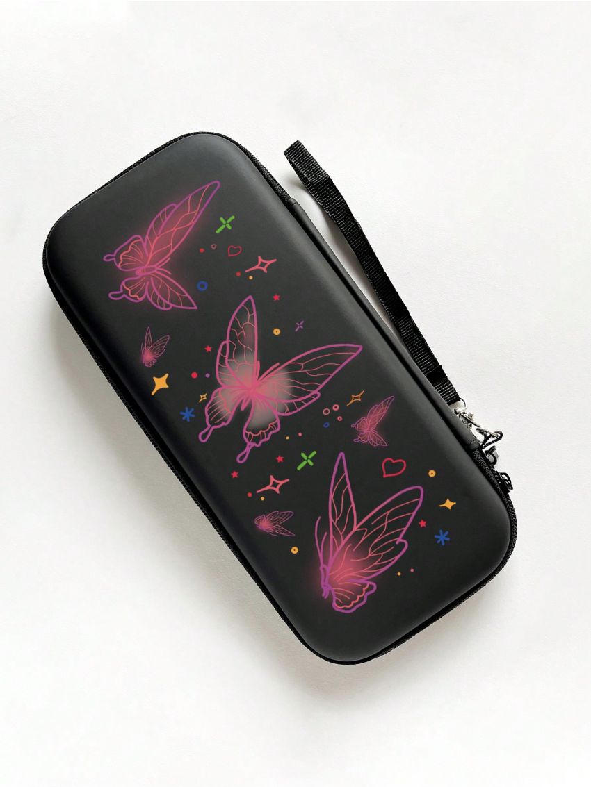 1pc Simple & Stylish Butterfly Design Switch Console Carrying Case With Game Card Slots And Joy-con Cover
