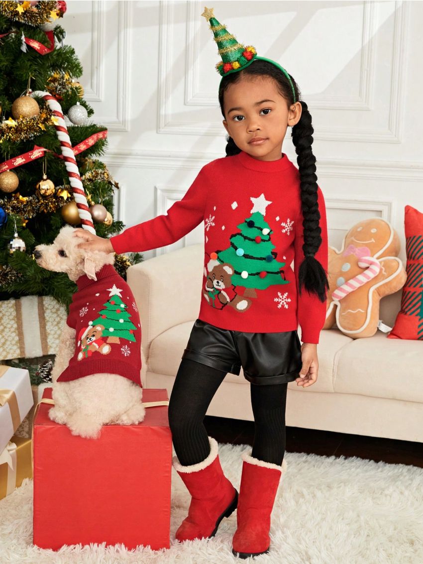 PETSIN Christmas Style Pet Sweater With Christmas Tree And Teddy Bear Patterns