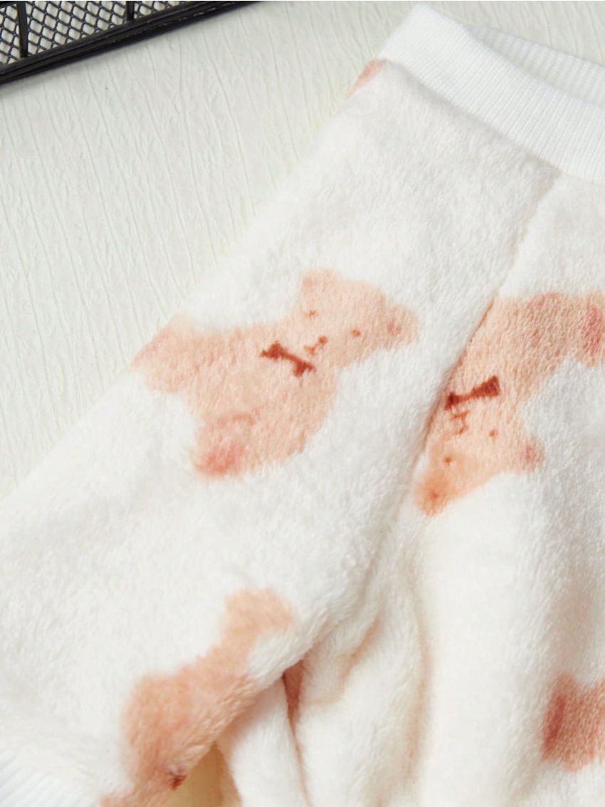 PETSIN 1pc Pet Flannel White Bear Overall