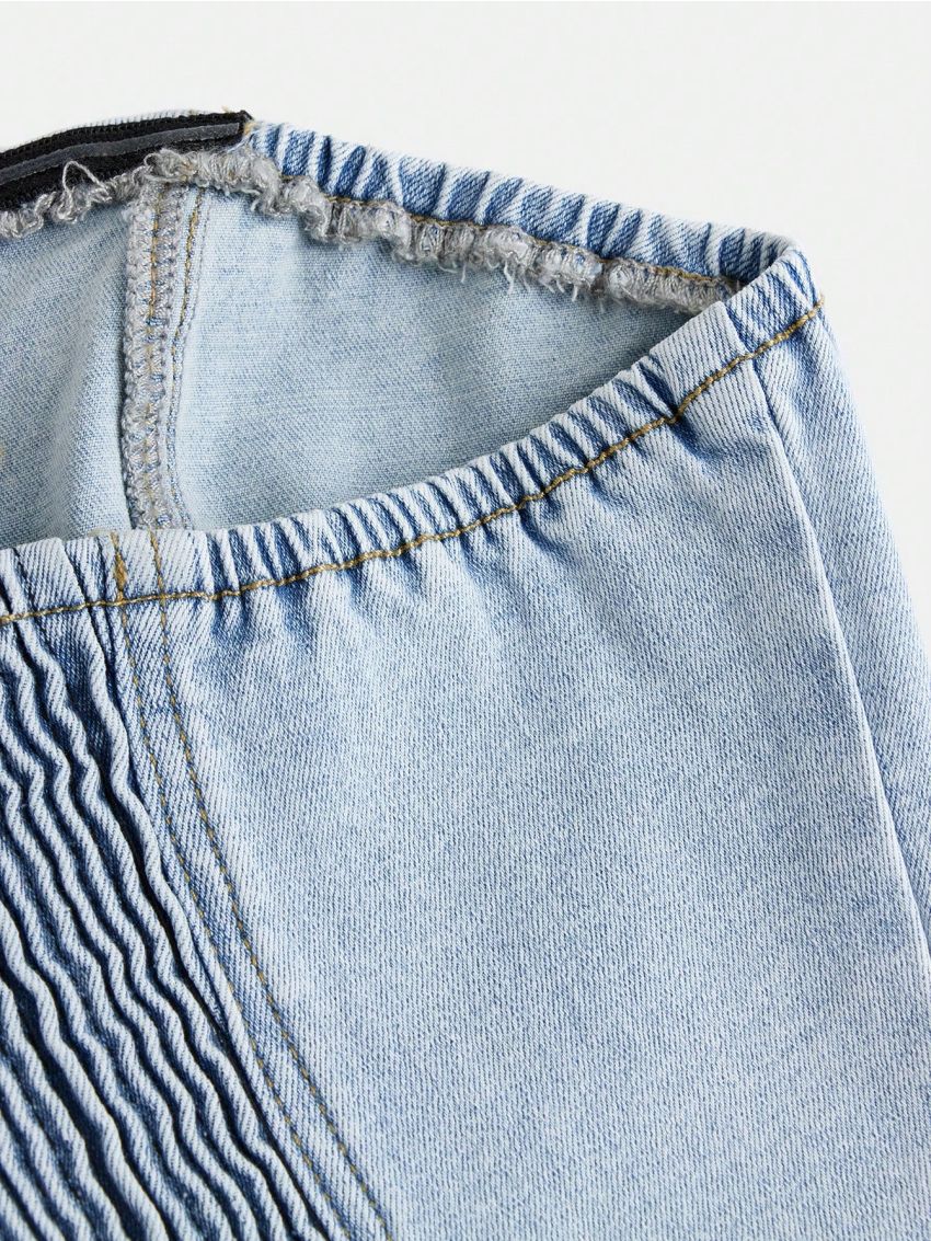 Teen Girls' Denim Bandeau Top With Front Button Closure