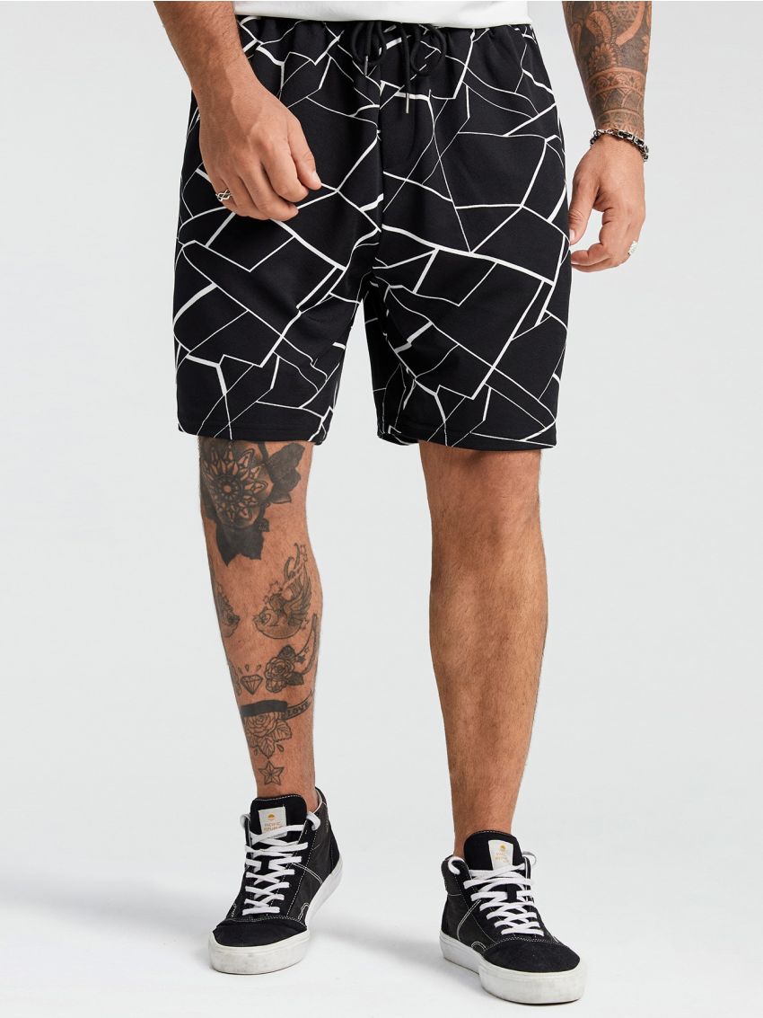 Manfinity Men Plus Geo Print Track Shorts