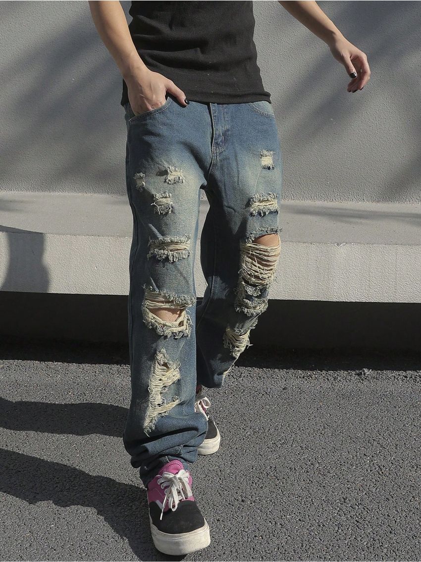 Men'S Distressed Loose Jeans