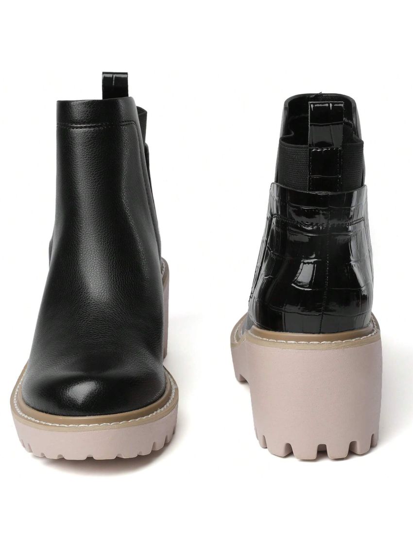 Chelsea Boots for Women Wedges Ankle Boots Platform Lug Sole Boots Slip on Elastic Fall Boots Chunky Block Booties