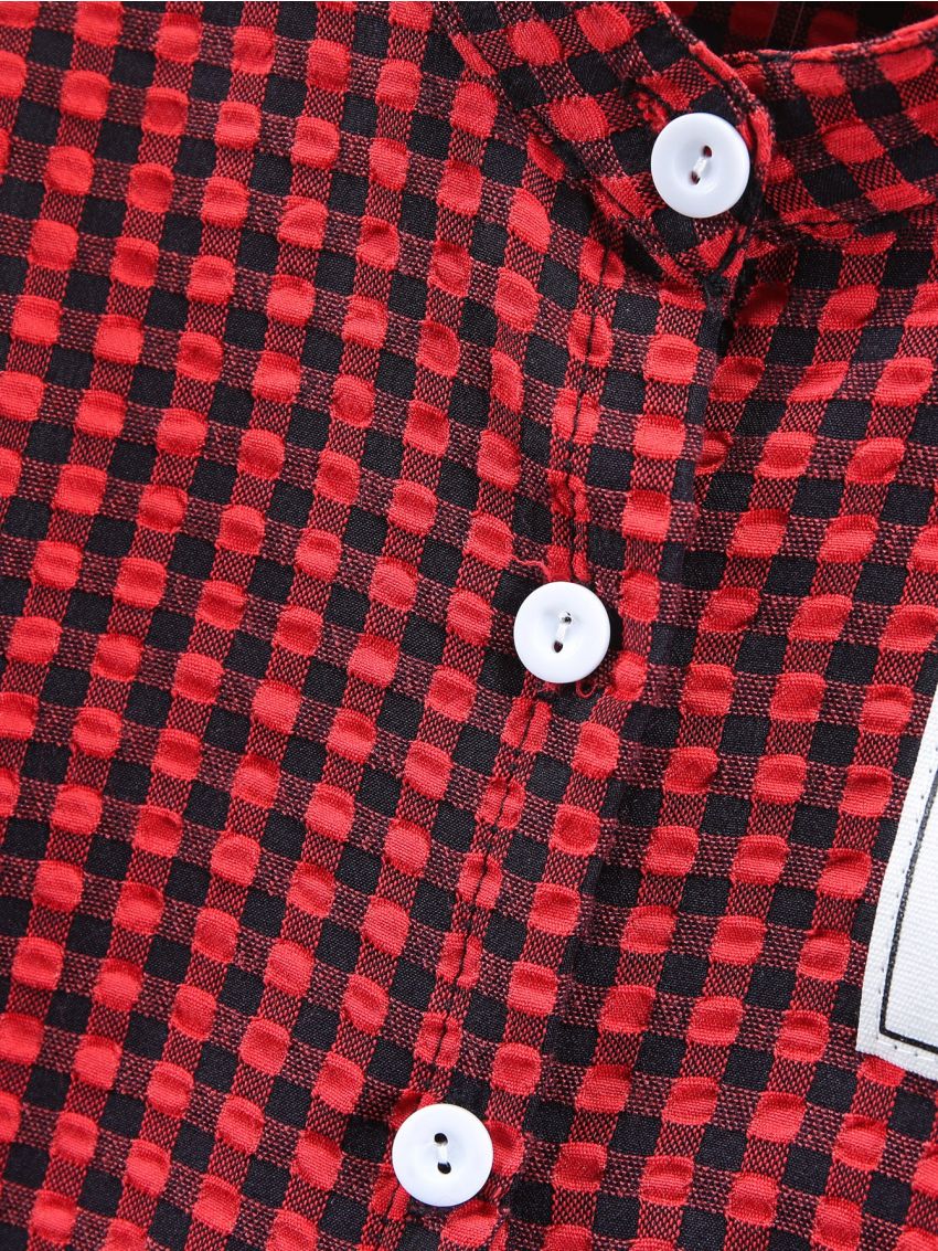 SHEIN Kids SUNSHNE Toddler Boys Gingham Button Up Shirt & Shorts