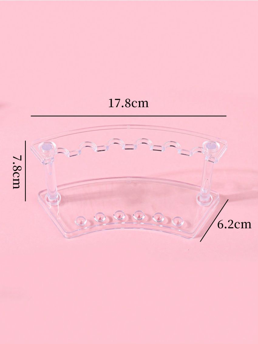 1pc Set Acrylic Nail Art Brush Holder With 6 Slots, Transparent Pen Stand With Removable & Adjustable Design