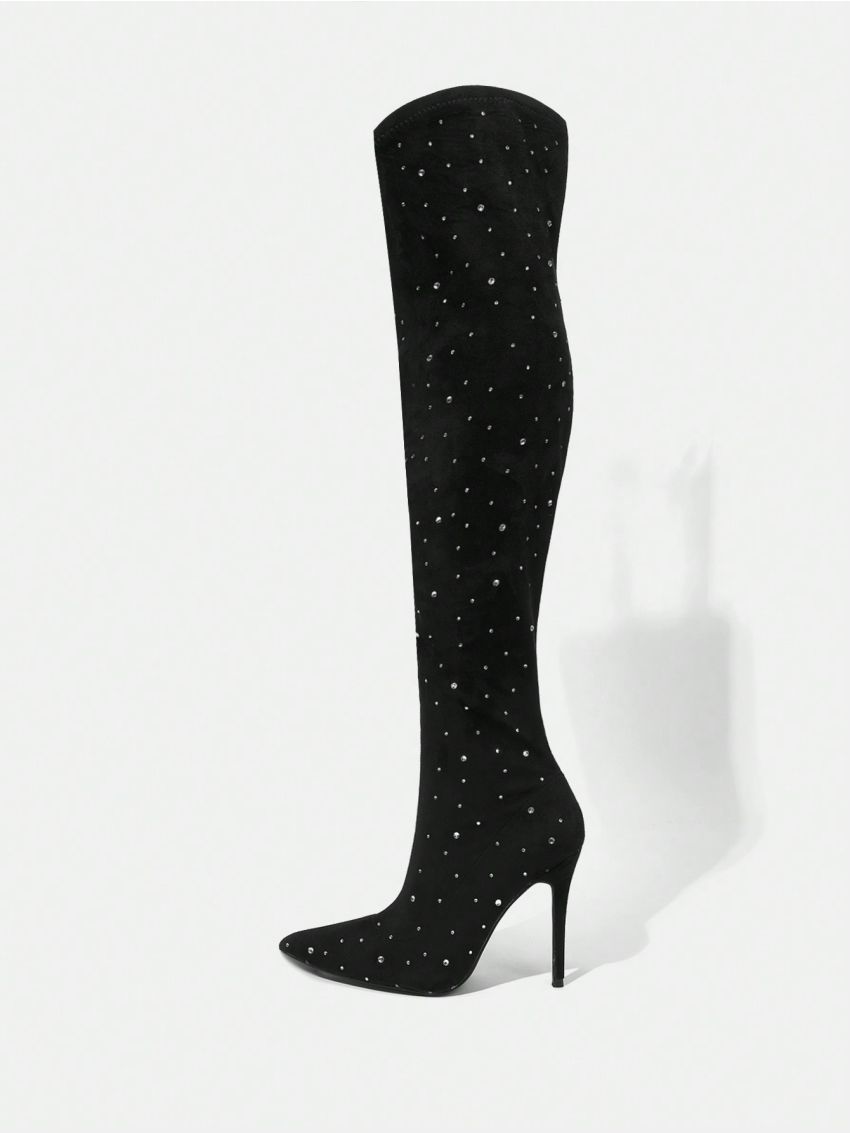 SHEIN Belle Point Toe Women's Over The Knee Boots