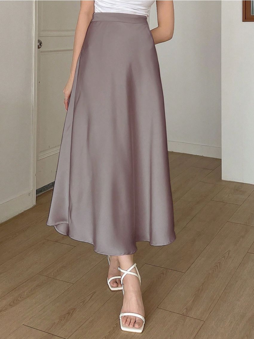 DAZY Solid High Waist Flare Skirt