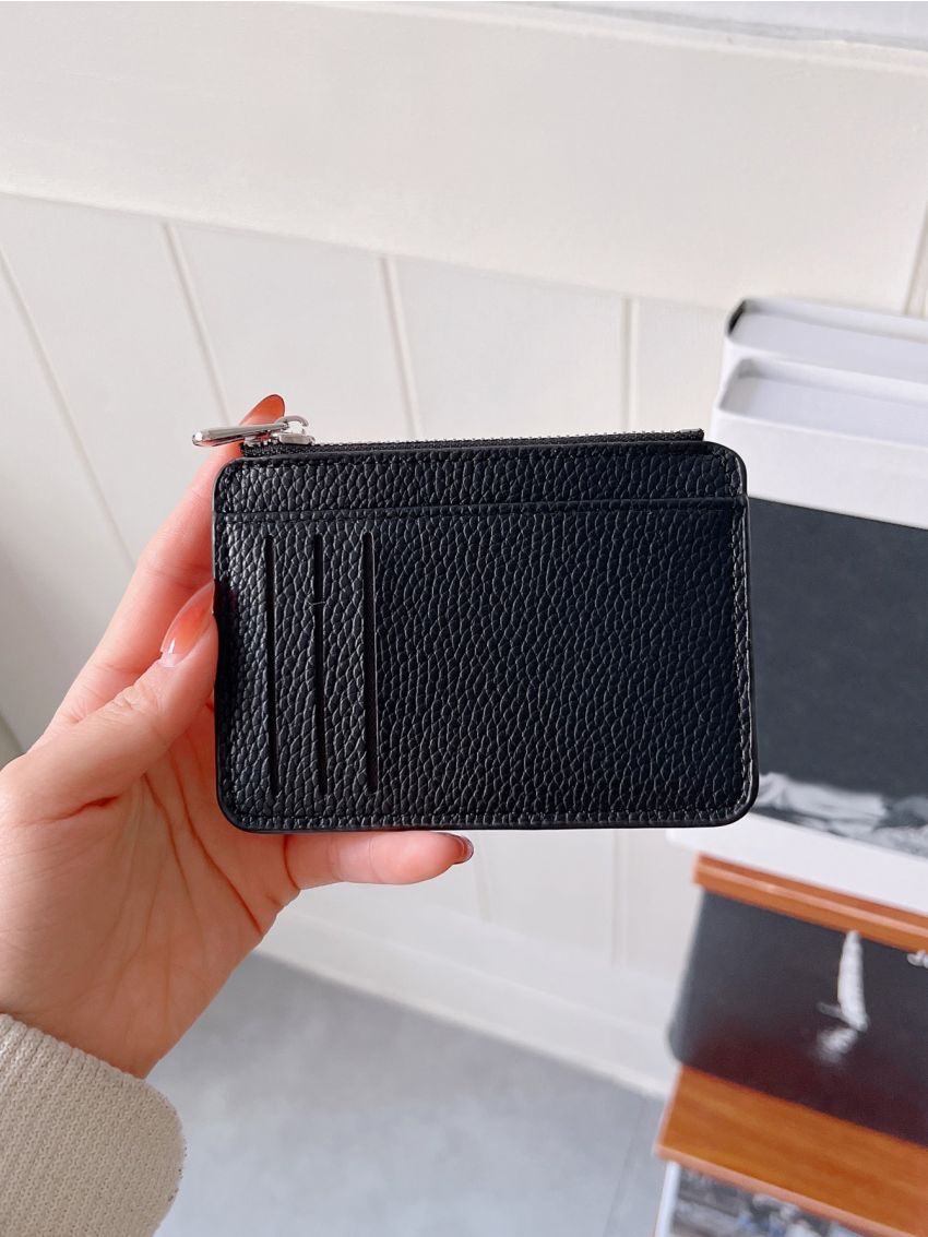 Litchi Embossed Zipper Card Holder