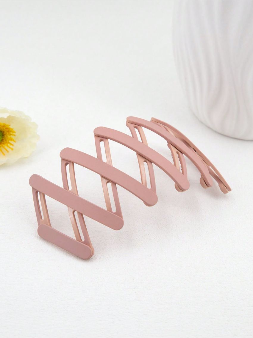 1pc Matte Pink Plastic Foldable Hairband With Multiple Styles For Daily Use