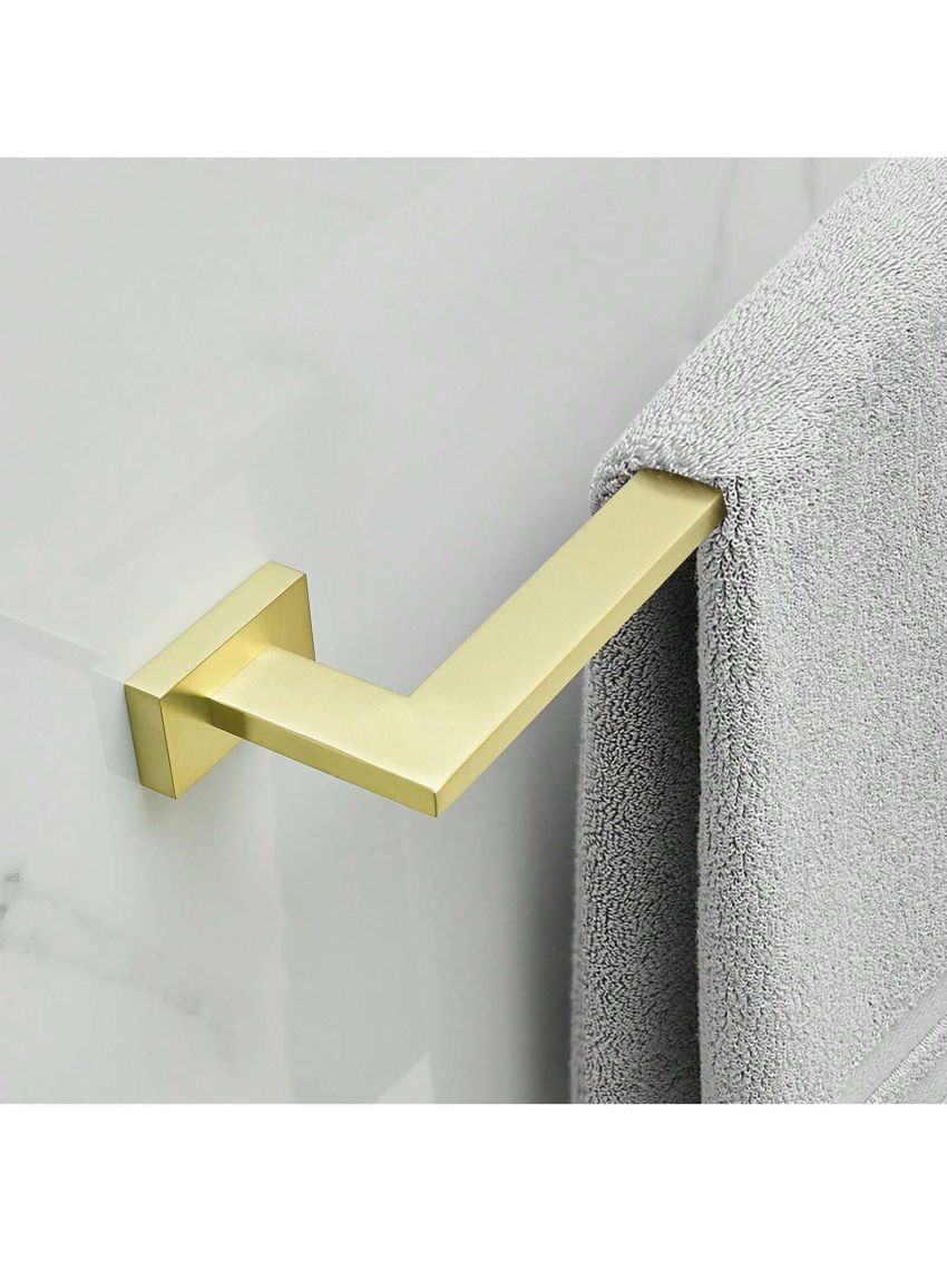 BESy 4pcs/set Stainless Steel Bathroom Accessories Set (Towel Bar, Hand Towel Holder Towel Rack, Toilet Paper Holder, Towel Hook), Wall Mounted Towel Hanger Bathroom Hardware Fixtures Set