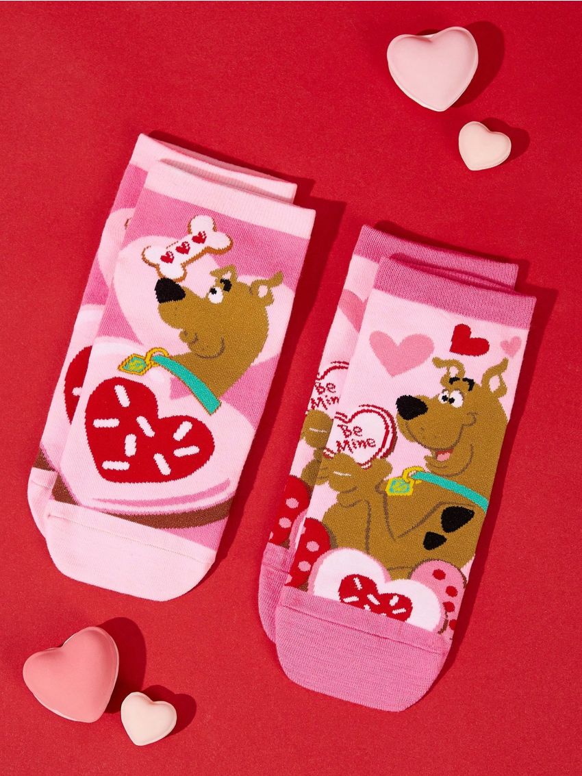 SCOOBY-DOO X SHEIN 2pairs Romantic Valentine'S Day Women'S Short Socks