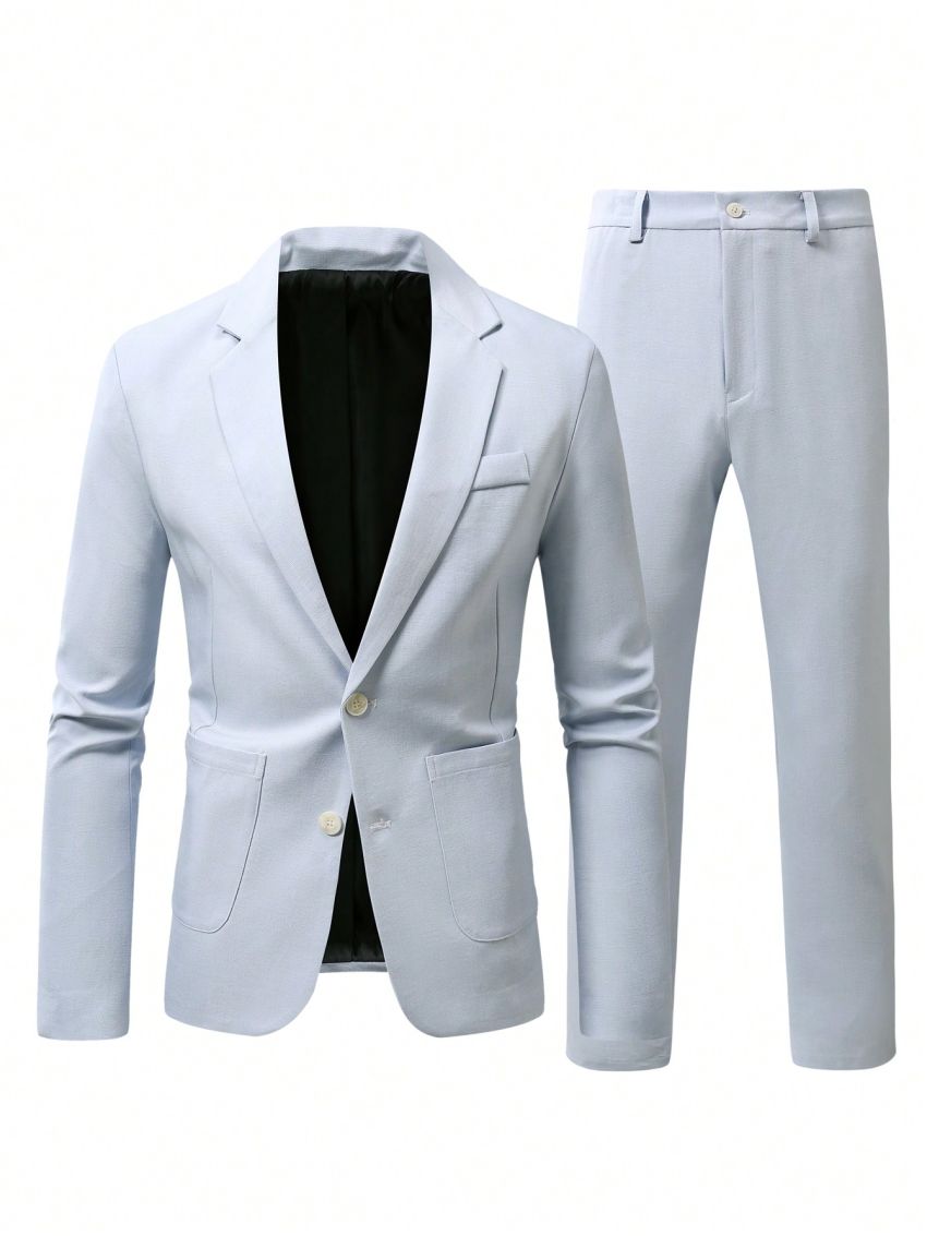 Men's Notch Lapel Single Breasted Suit Jacket And Pants Set