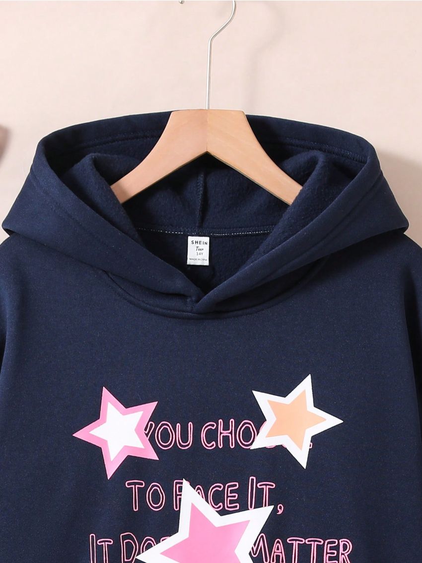 Teen Girls' Sweet And Cool Star Printed Hoodie
