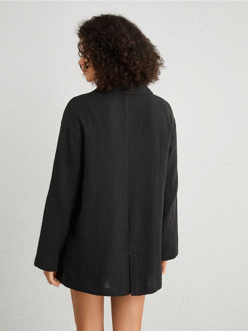 SHEIN Leisure Zip Pocket Solid Color Comfortable Homewear Jacket