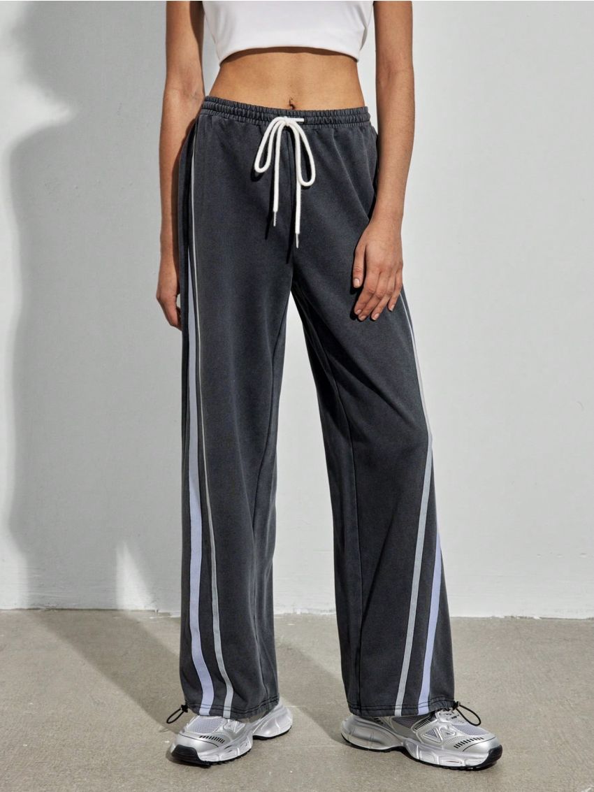 Forever 21 Women'S Color Block Drawstring Side Stripe Joggers