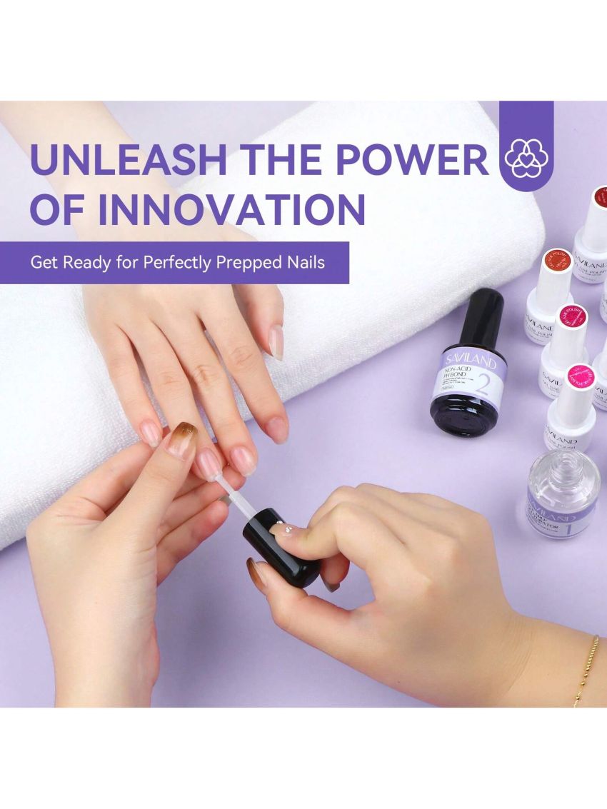 Saviland 15ml Nail Dehydrator and Primer Prep Kit- Nail Prep Dehydrate and Acid-free PH Bond for Acrylic Nails, Fast Air Dry Long-Lasting Superior Bonding Gel Nail Polish Nail Prep Set, for Hard Gel Nail Polish, Acrylic Powder