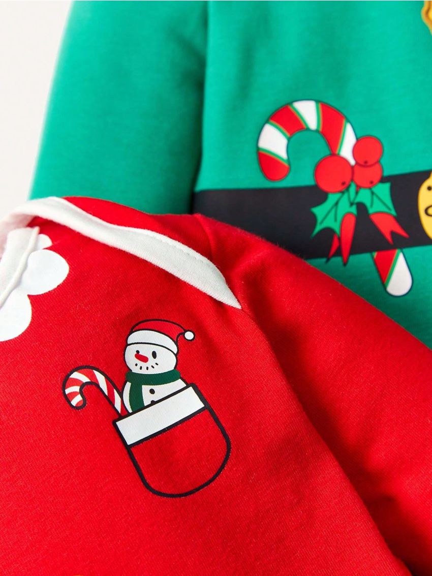 Cozy Cub Baby Boy 2pcs Christmas Print Bodysuit & 1pc Hat