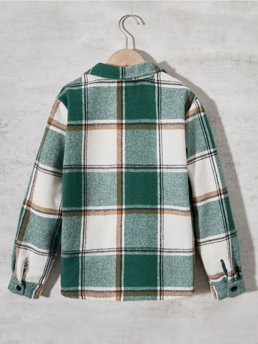 SHEIN Kids EVRYDAY Boys' (big) Plaid College Style Long Sleeve Jacket