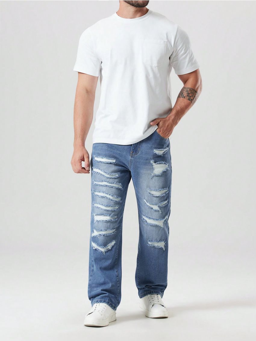 Men's Plus Size Brushed Straight Leg Jeans