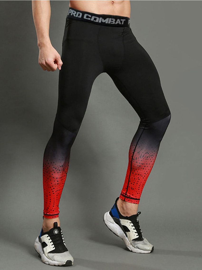 Fitness Men Ombre Letter Graphic Sports Tights