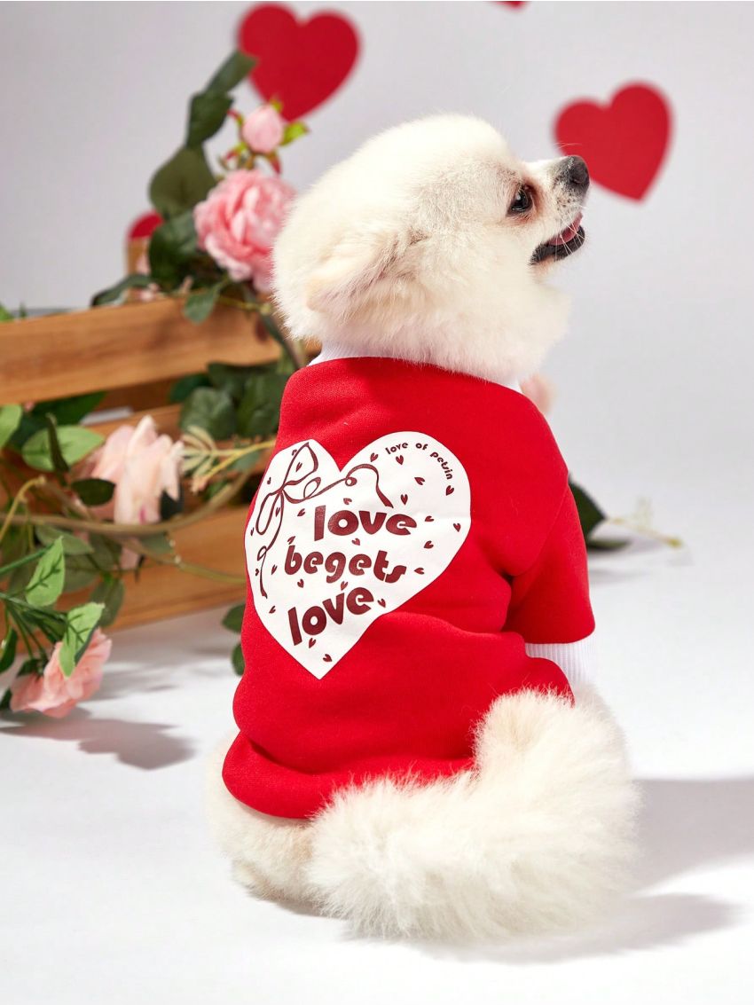 PETSIN Red Love Printed Butterfly Love Valentine's Day Pet Cat And Dog Sweatshirt
