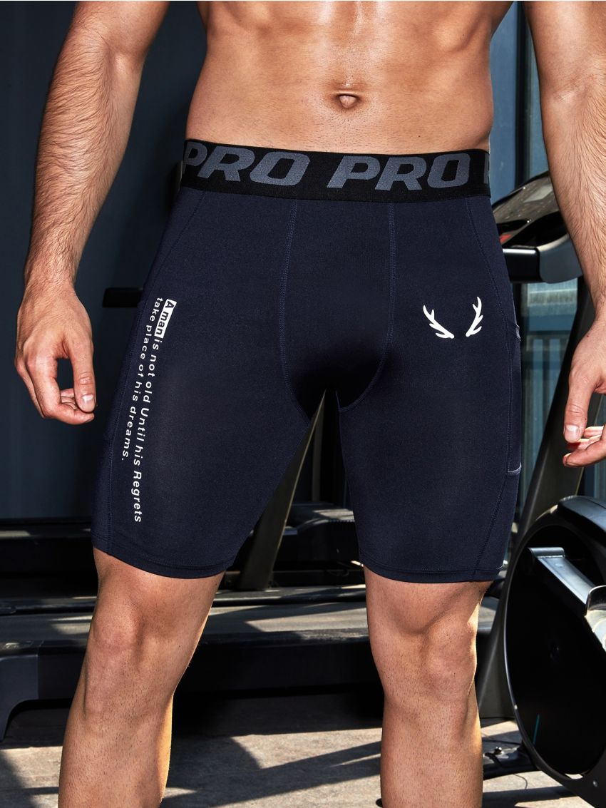 Fitness Men Slogan Graphic Sports Tights