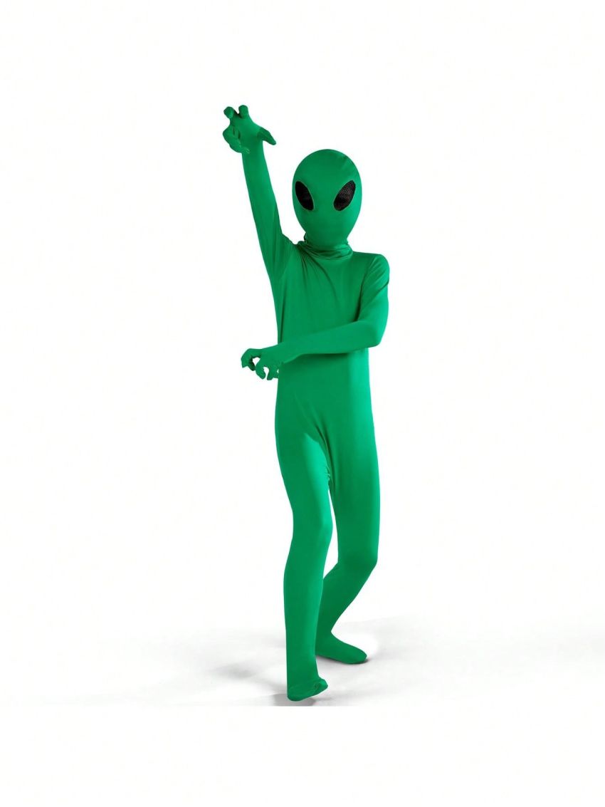 Spooktacular Creations Kids Alien Costume Halloween Costume, Green Alien Jumpsuit for Boys, Girls Halloween Dress up, Role-Playing
