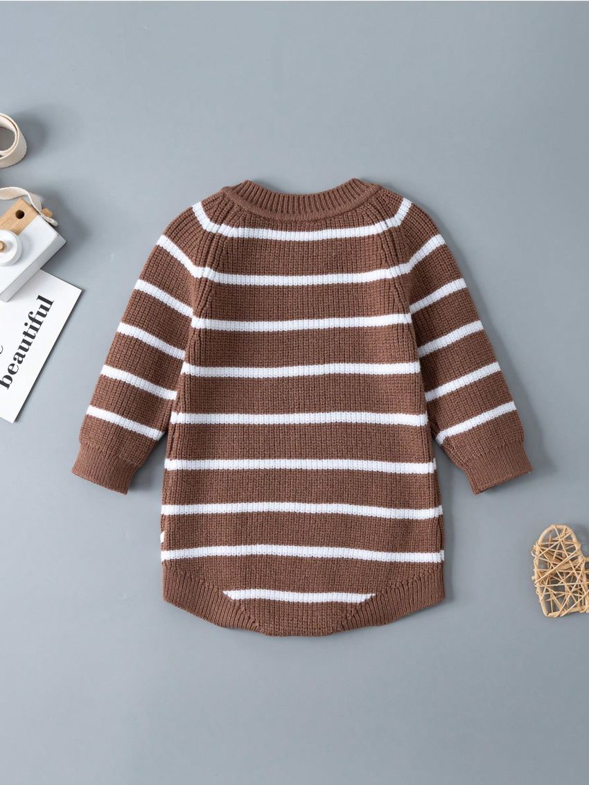 Baby Boy Striped Pattern Raglan Sleeve Knit Bodysuit