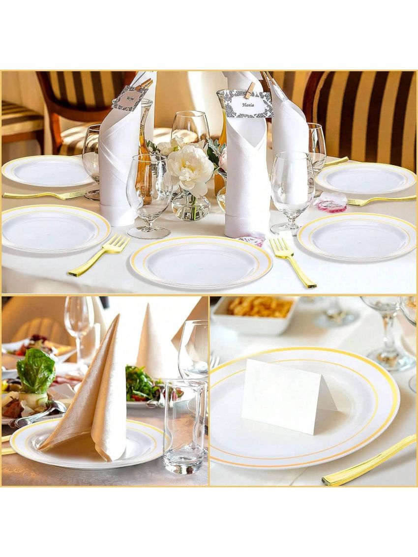 10pcs 19cm Gold Trim Plate