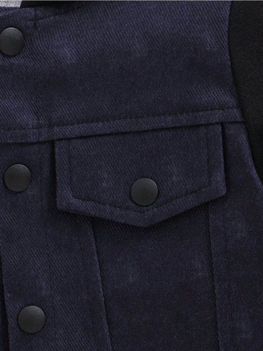 SHEIN Baby Boy Color Blocking Button Front Hooded Jacket