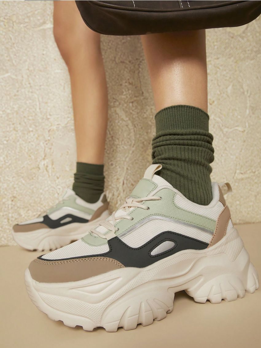 Women's Fashionable Color-Blocking Chunky Sneakers