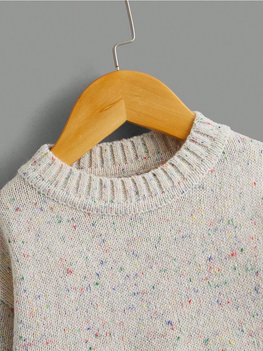 Little Girls' Colorful Dotted Drop Shoulder Sweater