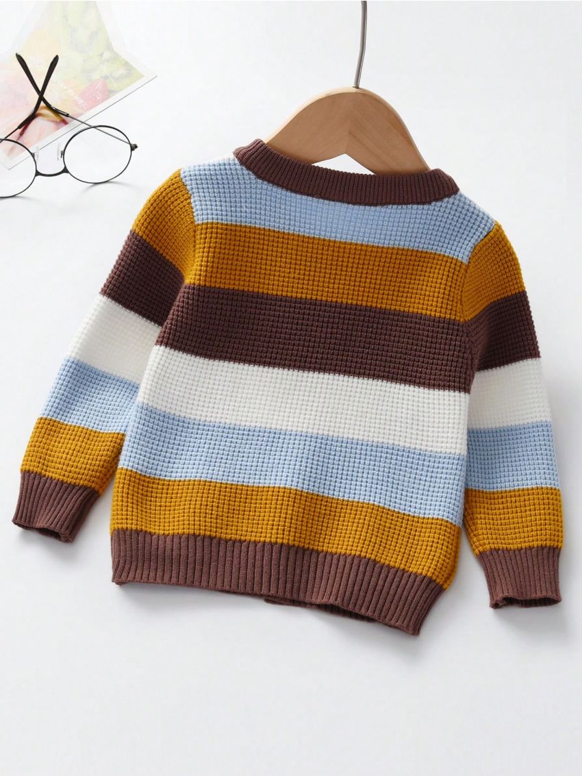 Baby Boy Striped Long Sleeve Round Neck Cardigan