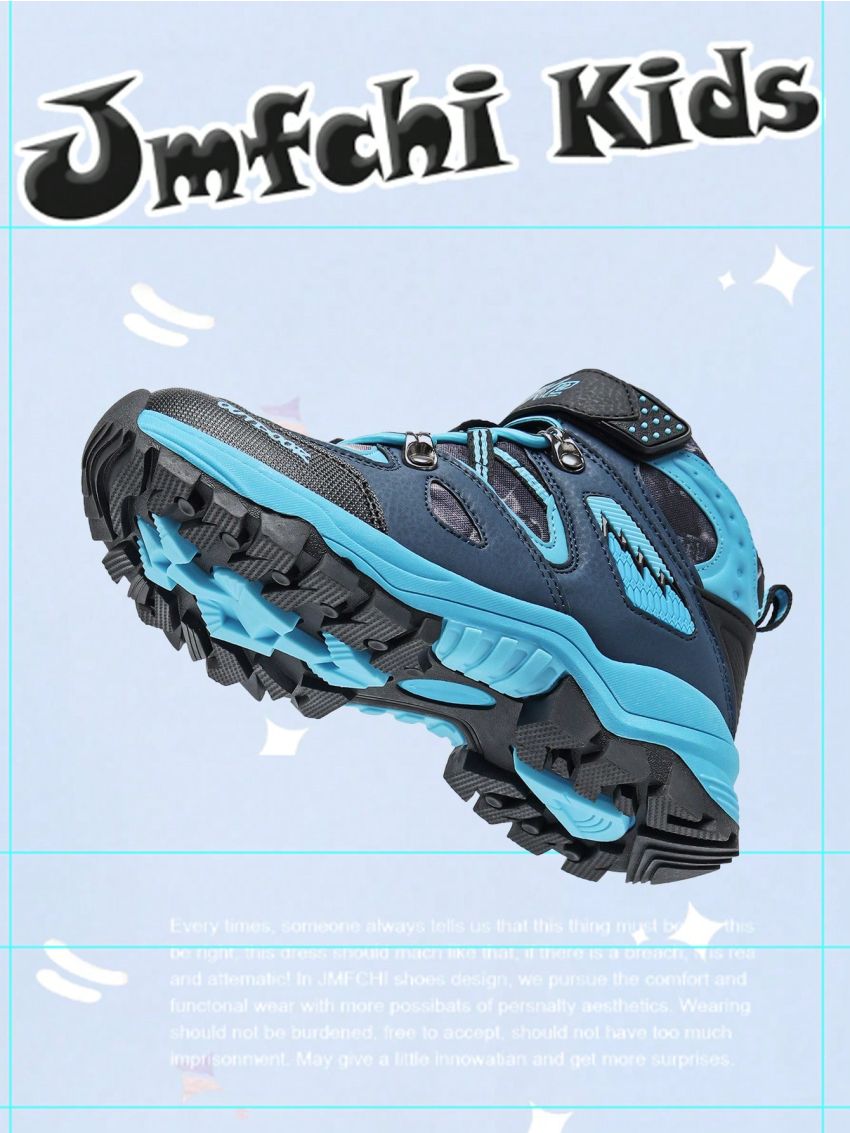 JMFCHI Kids Snow Boots Boys Hiking boots for Kids Waterproof Winter Snow Boots for Girls Warm Fur Lined Slip Resistant Outdoor Black Blue