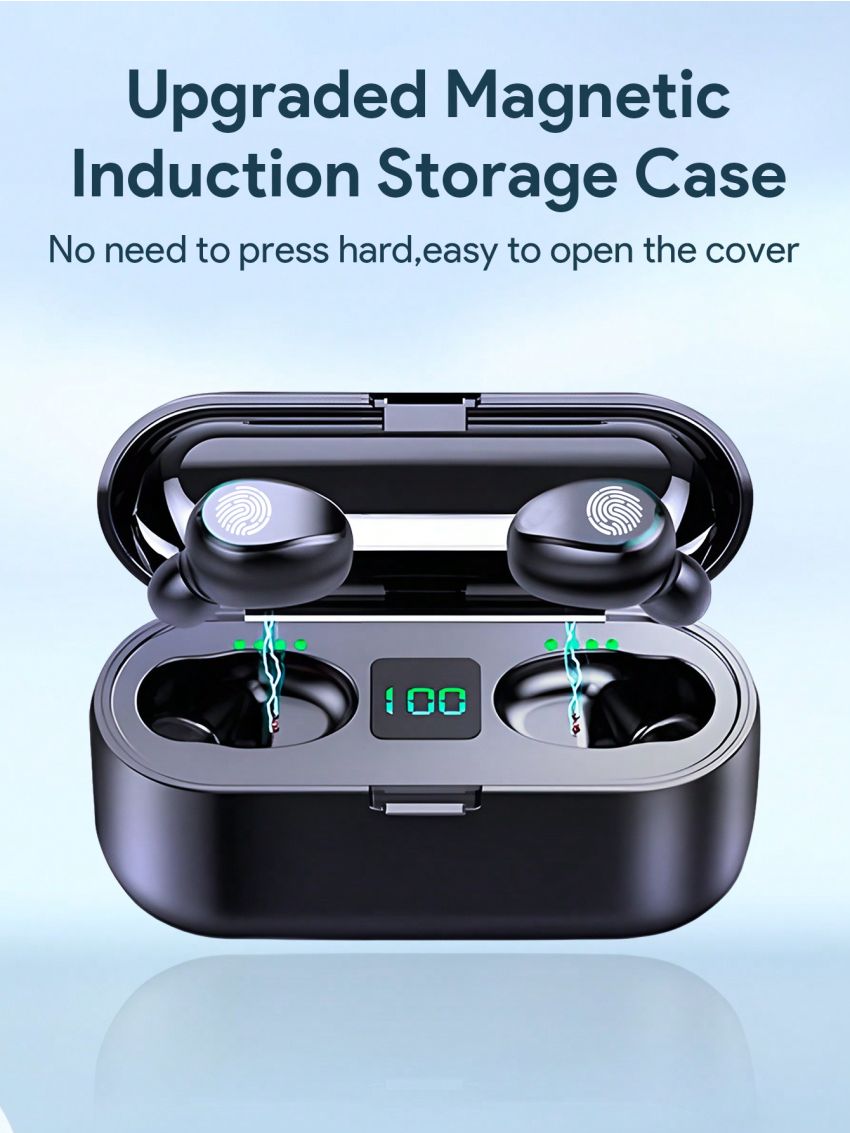 Teckwe Wireless Earbuds,High-End Wireless Headphones With LED Power Display,Noise Canceling, IPX7 Waterproof,Weightless And Comfortable In-Ear & 8MM Speaker,3Hrs Play Continuously & The Charging Box Can Be Charged 15 Times Perfect Gift For Birthdays
