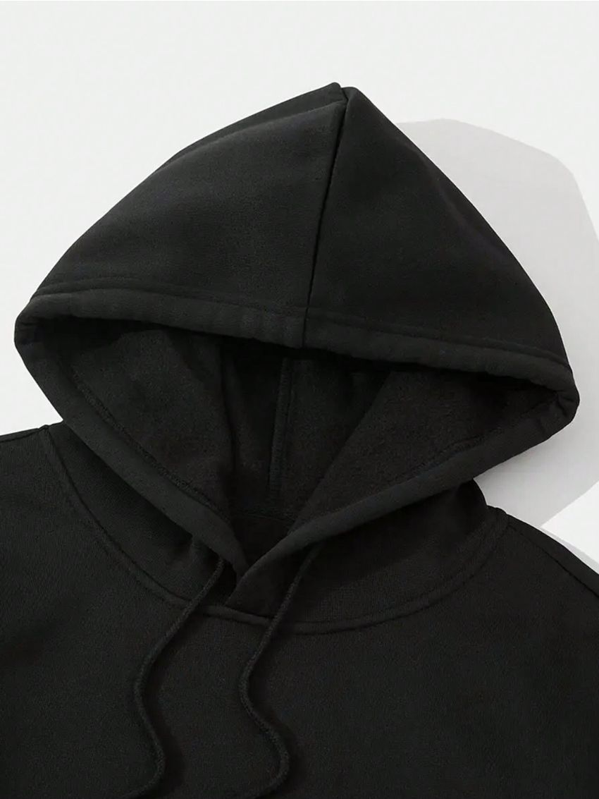 Men Slogan Star Graphic Drop Shoulder Drawstring Hoodie