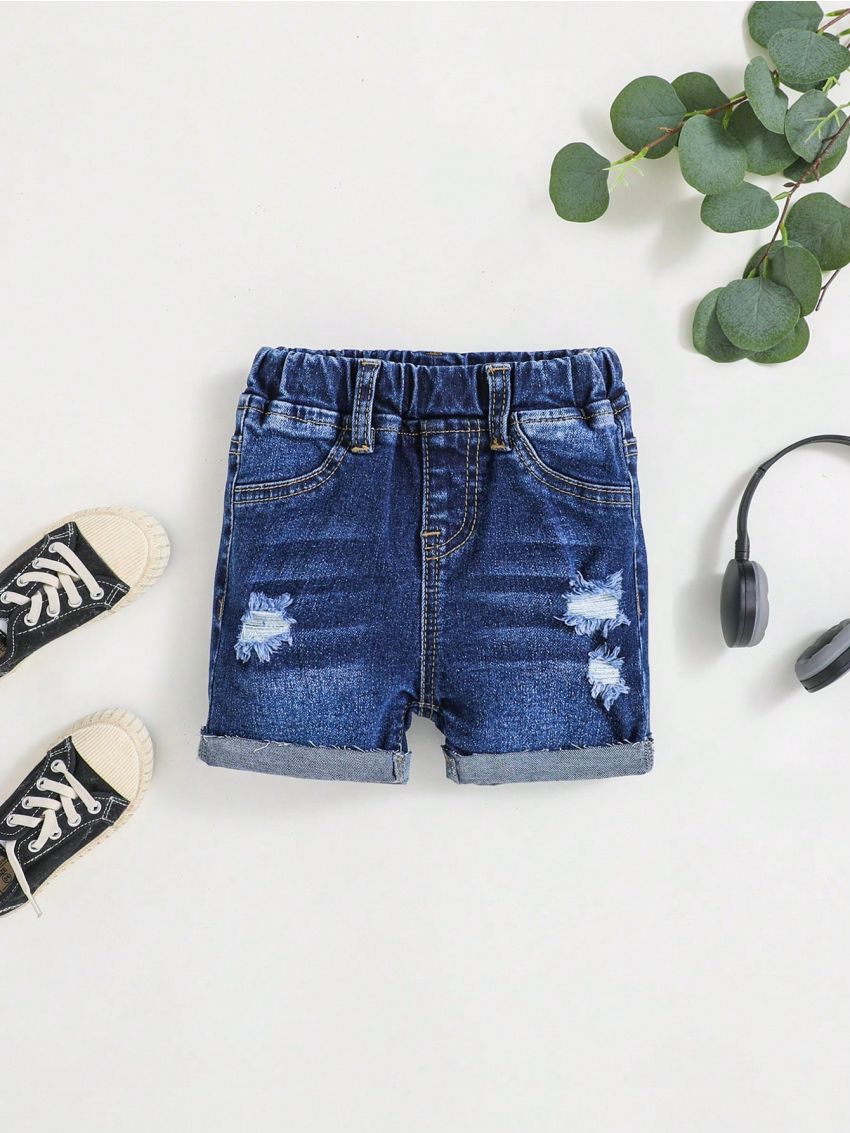 SHEIN Baby Boy Ripped Denim Shorts