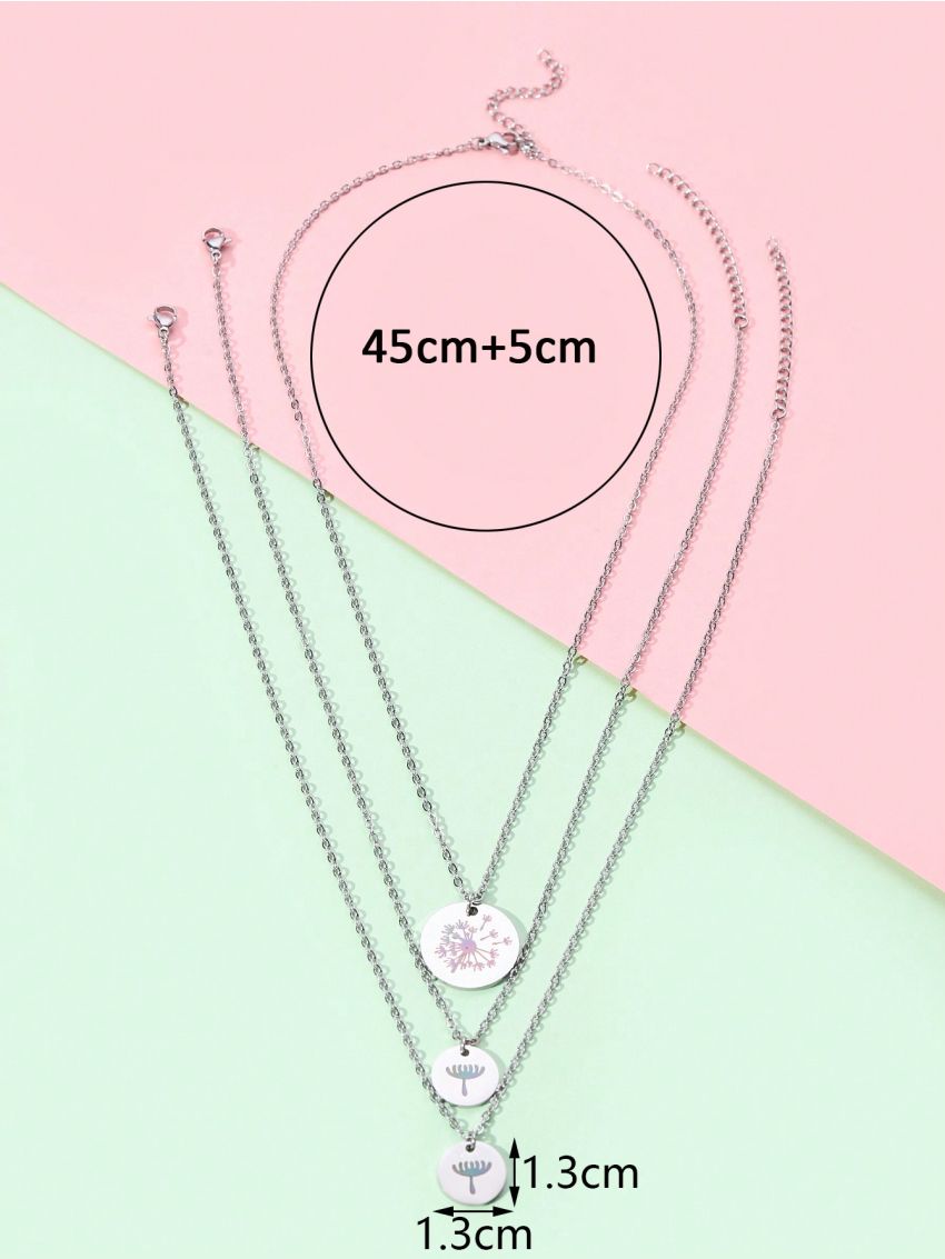 3pcs/set Stainless Steel Round & Printed Pendant Mother Daughter Necklace With 'two Hearts Beat Together' And Printed Font, Including Kraft Paper Card, Perfect For Thanksgiving Day Gifts