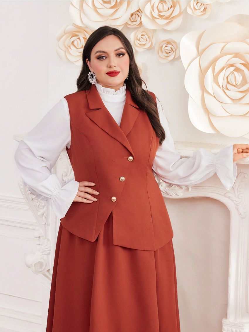 SHEIN Modely Plus Size Solid Color Suit Set