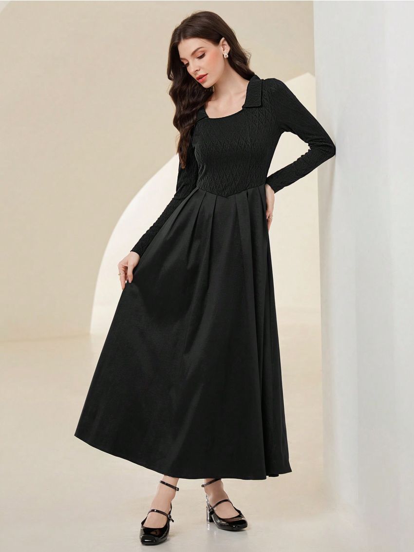 SHEIN Mulvari Women's Solid Color Square Neckline Dress